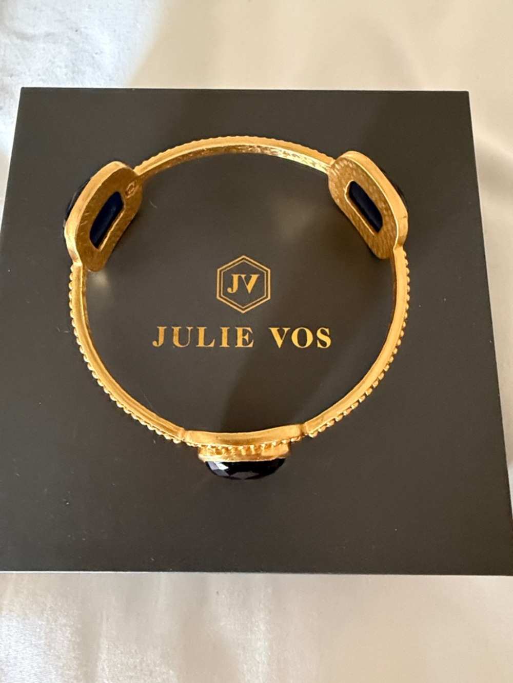 Julie Vos Gold-Tone Cuff Bracelet with Royal Blue Stones - Women Jewelry - Picture 2 of 6